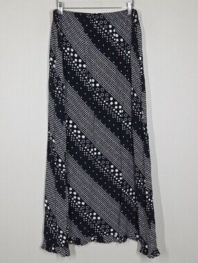 Vtg Y2K Ali Miles Polka Dot Dotted Stripe Maxi Skirt Artsy Boho Funky Indie 12
